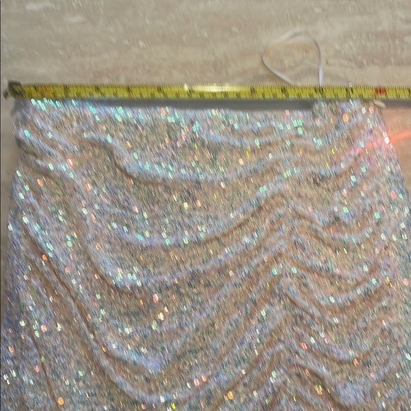 Sequin Mini Skirt size Small Champagne Sparkly Glitter Prom After Party - Picture 15 of 17